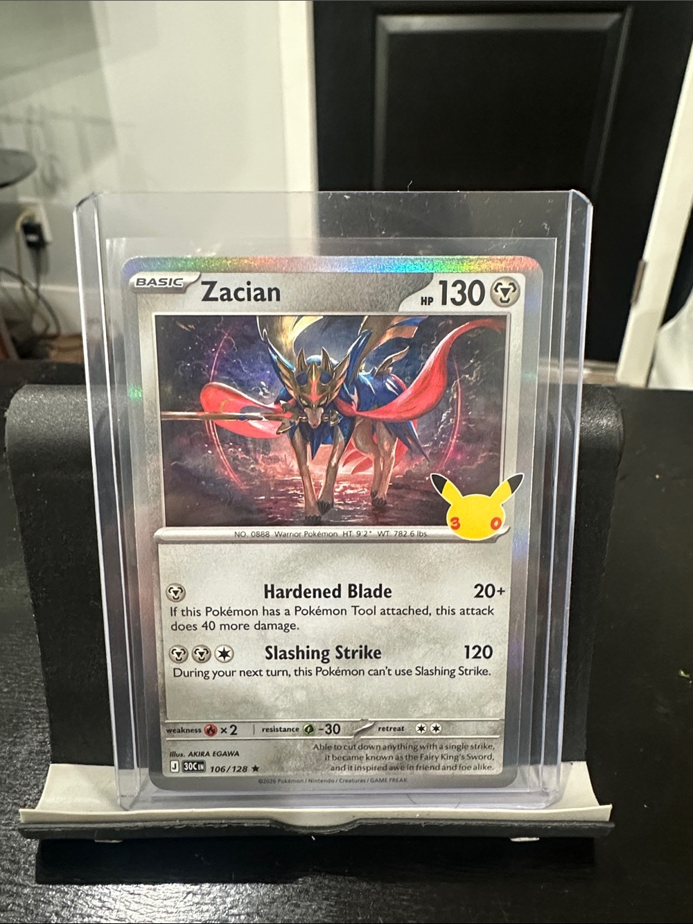 Pokemon 30th Anniversary Zacian Holofoil Trading Card - Silver/Blue